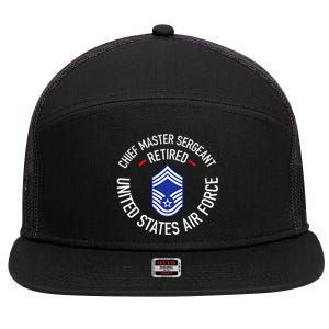 Chief Master Sergeant Retired Retirement 7 Panel Mesh Trucker Snapback Hat