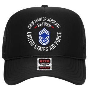 Chief Master Sergeant Retired Retirement High Crown Mesh Back Trucker Hat