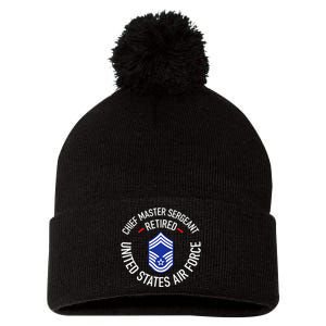 Chief Master Sergeant Retired Retirement Pom Pom 12in Knit Beanie