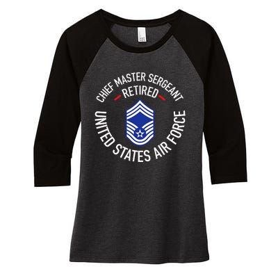 Chief Master Sergeant Retired Retirement Women's Tri-Blend 3/4-Sleeve Raglan Shirt