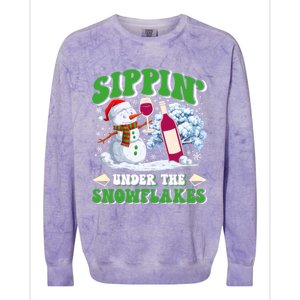 Christmas Market Sippin Under The Snowflakes Mulled Wine Gift Colorblast Crewneck Sweatshirt