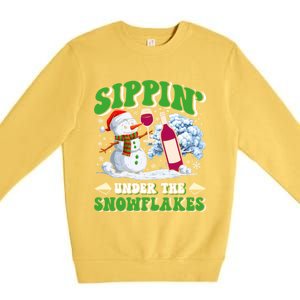 Christmas Market Sippin Under The Snowflakes Mulled Wine Gift Premium Crewneck Sweatshirt