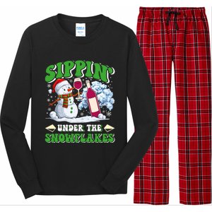 Christmas Market Sippin Under The Snowflakes Mulled Wine Gift Long Sleeve Pajama Set