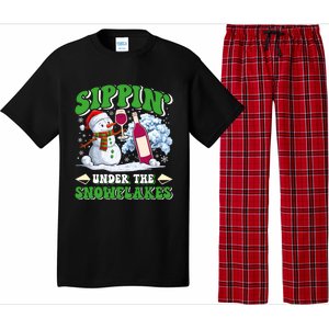 Christmas Market Sippin Under The Snowflakes Mulled Wine Gift Pajama Set