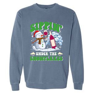 Christmas Market Sippin Under The Snowflakes Mulled Wine Gift Garment-Dyed Sweatshirt