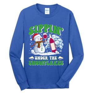 Christmas Market Sippin Under The Snowflakes Mulled Wine Gift Tall Long Sleeve T-Shirt