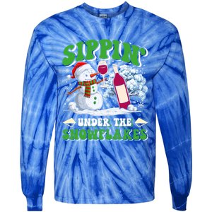 Christmas Market Sippin Under The Snowflakes Mulled Wine Gift Tie-Dye Long Sleeve Shirt