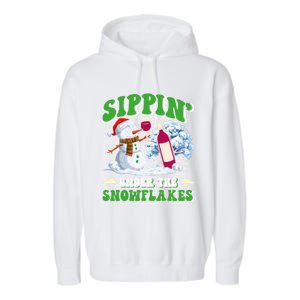 Christmas Market Sippin Under The Snowflakes Mulled Wine Gift Garment-Dyed Fleece Hoodie