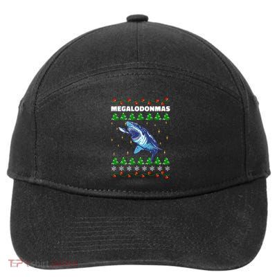 Christmas Megalodon Shark Eat Fish Funny Xmas Design Cute Gift 7-Panel Snapback Hat