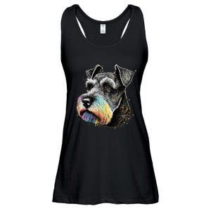 Cute Miniature Schnauzer Lover Colorful Art Dog Mom Dog Dad Ladies Essential Flowy Tank