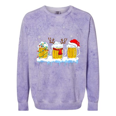 Christmas Mug Santa Reinbeer Beer Xmas Lights Pajamas Gift Colorblast Crewneck Sweatshirt