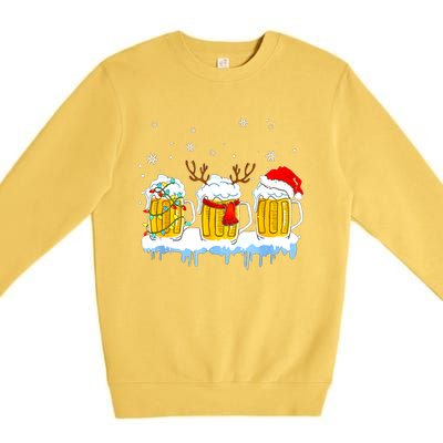 Christmas Mug Santa Reinbeer Beer Xmas Lights Pajamas Gift Premium Crewneck Sweatshirt