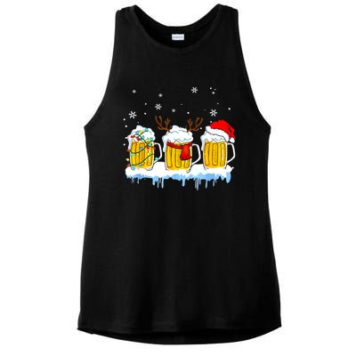 Christmas Mug Santa Reinbeer Beer Xmas Lights Pajamas Gift Ladies PosiCharge Tri-Blend Wicking Tank