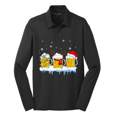 Christmas Mug Santa Reinbeer Beer Xmas Lights Pajamas Gift Silk Touch Performance Long Sleeve Polo