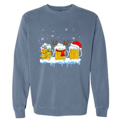 Christmas Mug Santa Reinbeer Beer Xmas Lights Pajamas Gift Garment-Dyed Sweatshirt