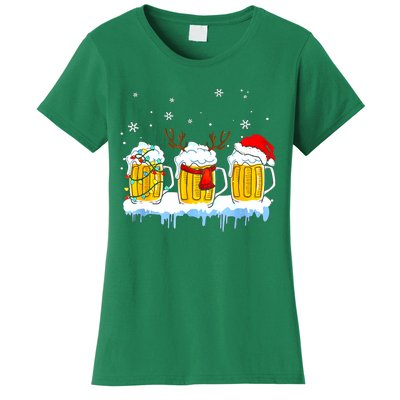 Christmas Mug Santa Reinbeer Beer Xmas Lights Pajamas Gift Women's T-Shirt