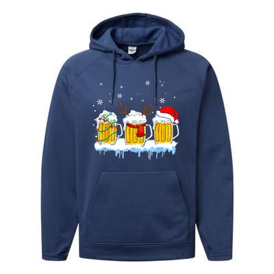 Christmas Mug Santa Reinbeer Beer Xmas Lights Pajamas Gift Performance Fleece Hoodie