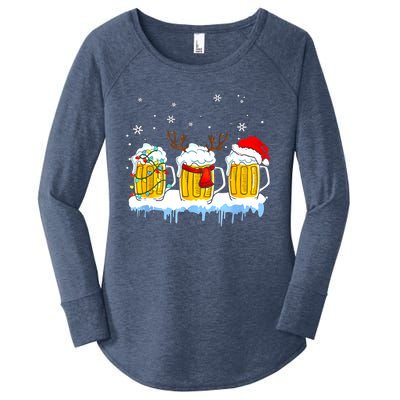 Christmas Mug Santa Reinbeer Beer Xmas Lights Pajamas Gift Women's Perfect Tri Tunic Long Sleeve Shirt