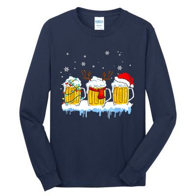 Christmas Mug Santa Reinbeer Beer Xmas Lights Pajamas Gift Tall Long Sleeve T-Shirt