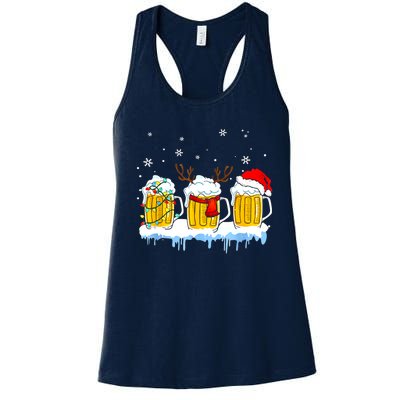 Christmas Mug Santa Reinbeer Beer Xmas Lights Pajamas Gift Women's Racerback Tank