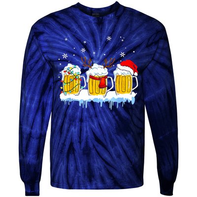 Christmas Mug Santa Reinbeer Beer Xmas Lights Pajamas Gift Tie-Dye Long Sleeve Shirt