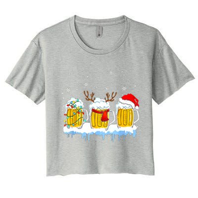 Christmas Mug Santa Reinbeer Beer Xmas Lights Pajamas Gift Women's Crop Top Tee