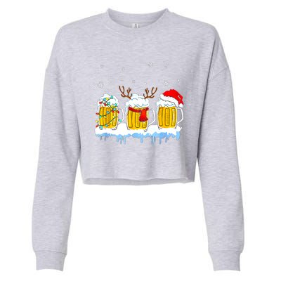 Christmas Mug Santa Reinbeer Beer Xmas Lights Pajamas Gift Cropped Pullover Crew