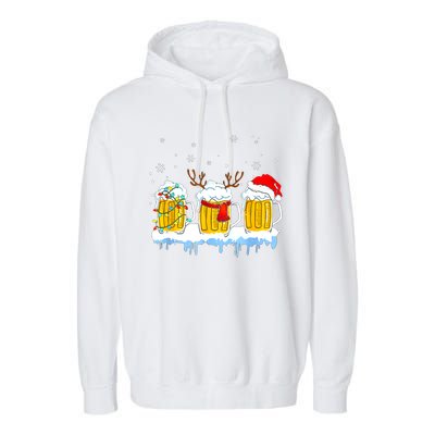 Christmas Mug Santa Reinbeer Beer Xmas Lights Pajamas Gift Garment-Dyed Fleece Hoodie