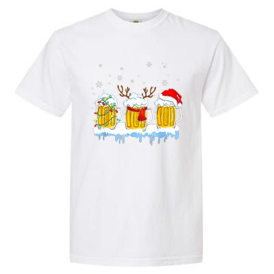 Christmas Mug Santa Reinbeer Beer Xmas Lights Pajamas Gift Garment-Dyed Heavyweight T-Shirt