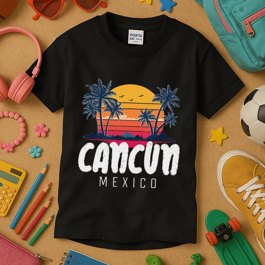 Cancun Mexico Souvenir Family Matching Vacation Cancun Kids T-Shirt