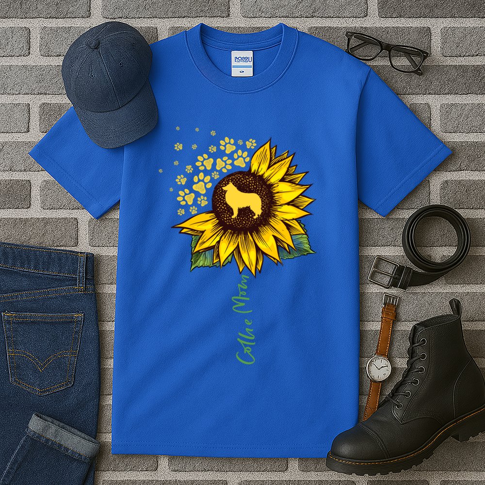 Collie Mom Sunflower Rough Collie Funny Gift Dog Mom Mama Gift Tall T-Shirt