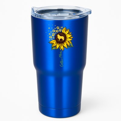 Collie Mom Sunflower Rough Collie Funny Gift Dog Mom Mama Gift Tumbler