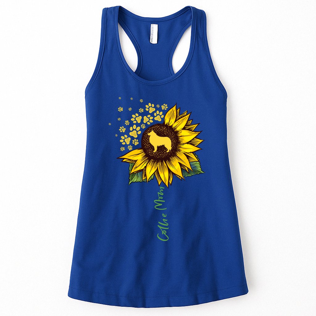 Collie Mom Sunflower Rough Collie Funny Gift Dog Mom Mama Gift Womens Tank Top