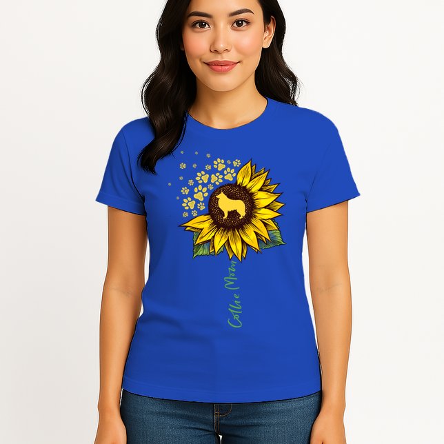 Collie Mom Sunflower Rough Collie Funny Gift Dog Mom Mama Gift Womens T-Shirt