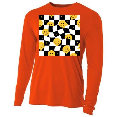 Crazy Melt Smile Faces Pattern Cooling Performance Long Sleeve Crew