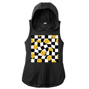 Crazy Melt Smile Faces Pattern Ladies PosiCharge Tri-Blend Wicking Draft Hoodie Tank