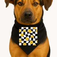 Crazy Melt Smile Faces Pattern USA-Made Doggie Bandana