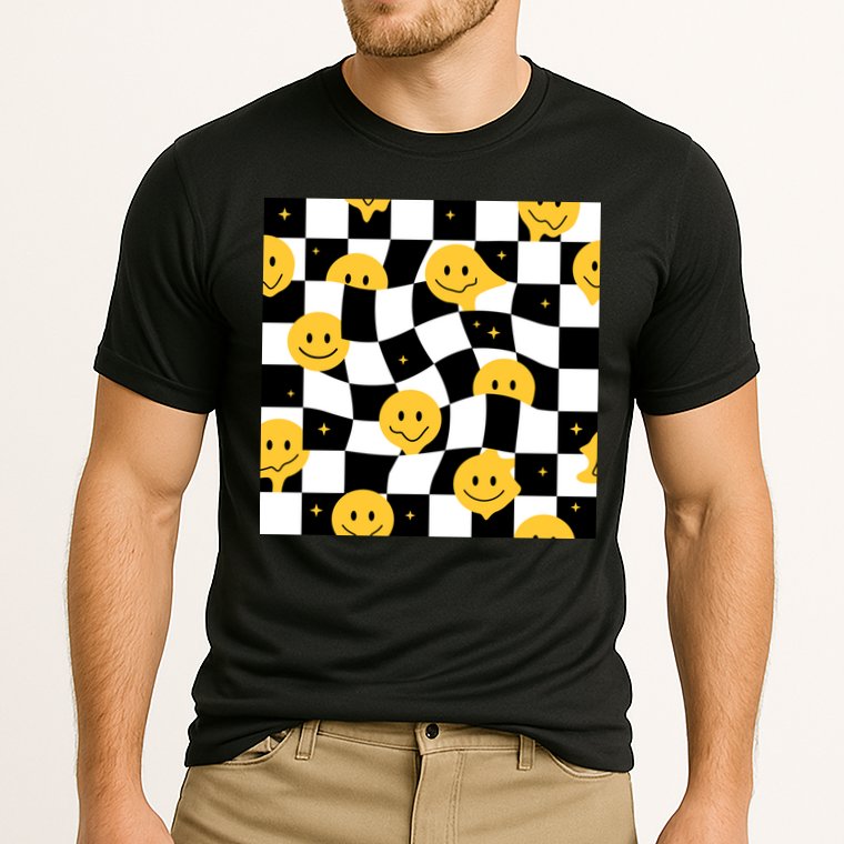 Crazy Melt Smile Faces Pattern Performance Shirt