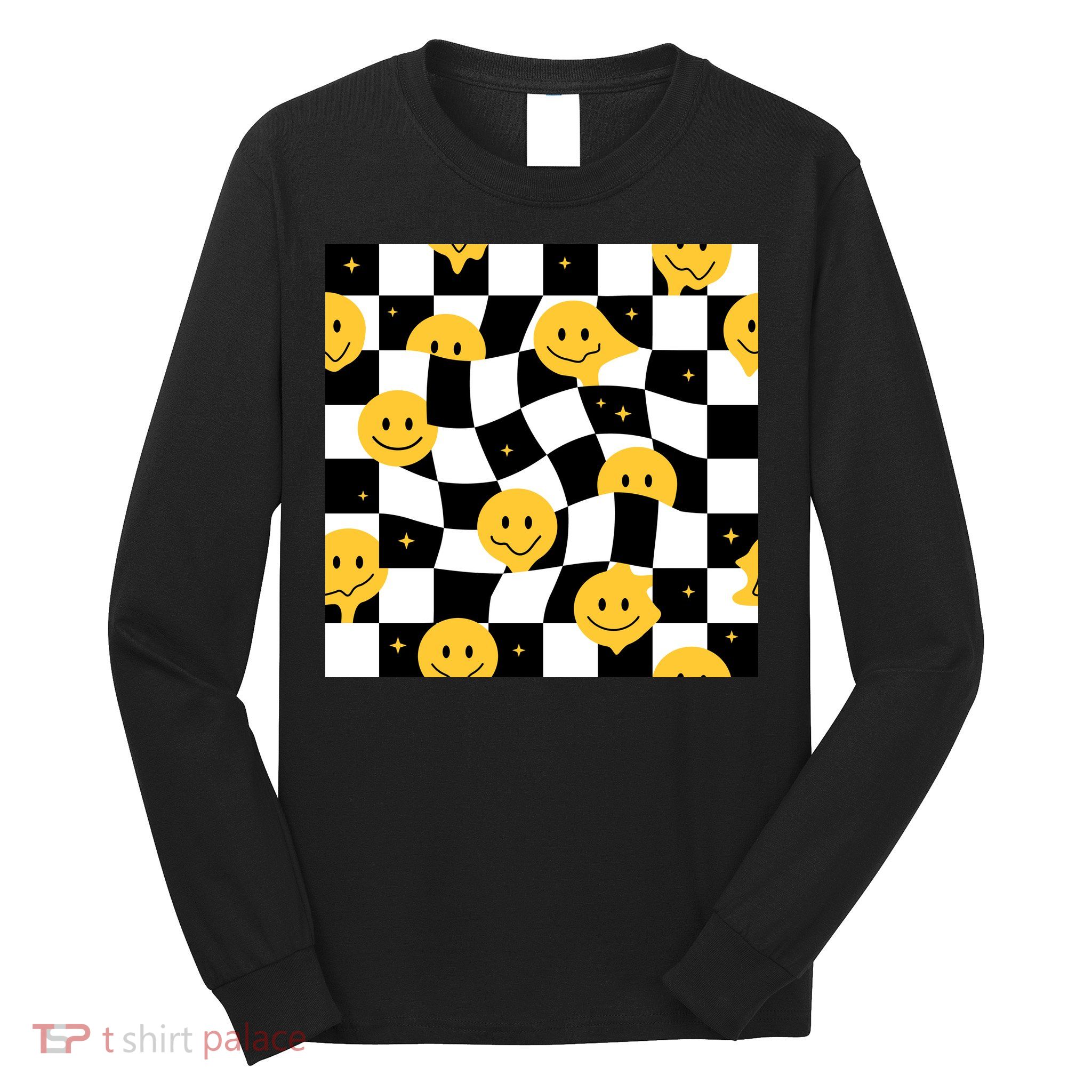 Crazy Melt Smile Faces Pattern Long Sleeve Shirt