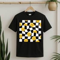 Crazy Melt Smile Faces Pattern T-Shirt