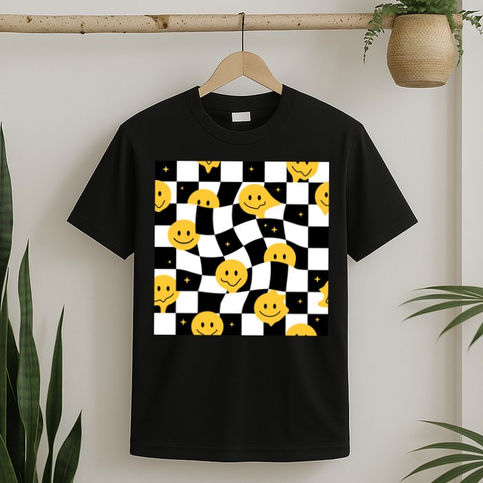 Crazy Melt Smile Faces Pattern T-Shirt