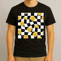 Crazy Melt Smile Faces Pattern T-Shirt