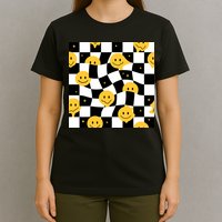 Crazy Melt Smile Faces Pattern T-Shirt