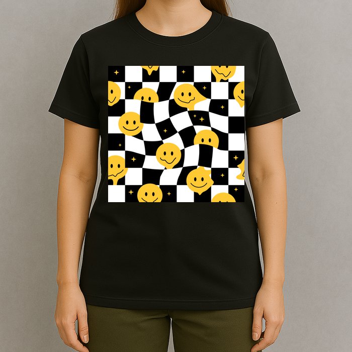 Crazy Melt Smile Faces Pattern T-Shirt