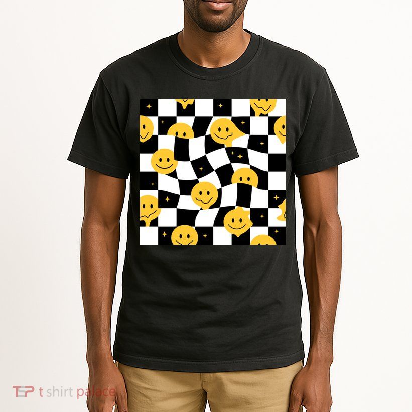 Crazy Melt Smile Faces Pattern Tall T-Shirt