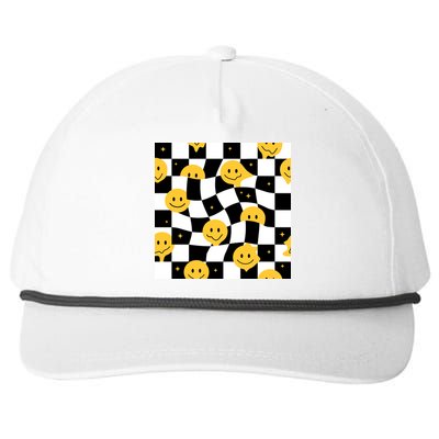 Crazy Melt Smile Faces Pattern Snapback Five-Panel Rope Hat