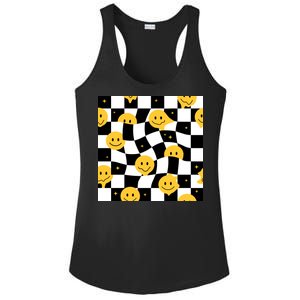 Crazy Melt Smile Faces Pattern Ladies PosiCharge Competitor Racerback Tank