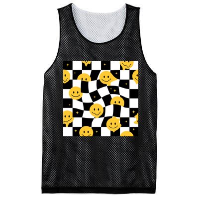 Crazy Melt Smile Faces Pattern Mesh Reversible Basketball Jersey Tank
