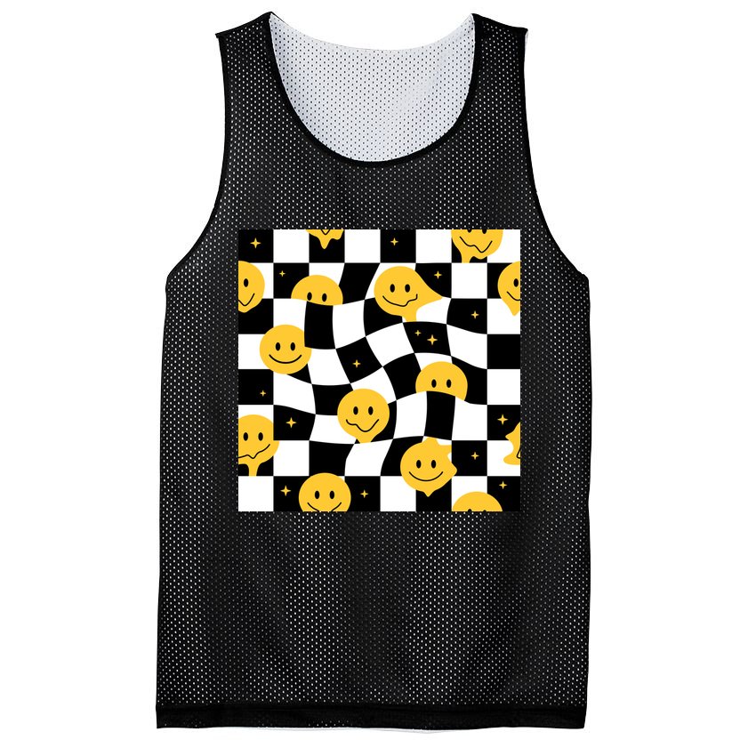 Crazy Melt Smile Faces Pattern Mesh Reversible Basketball Jersey Tank