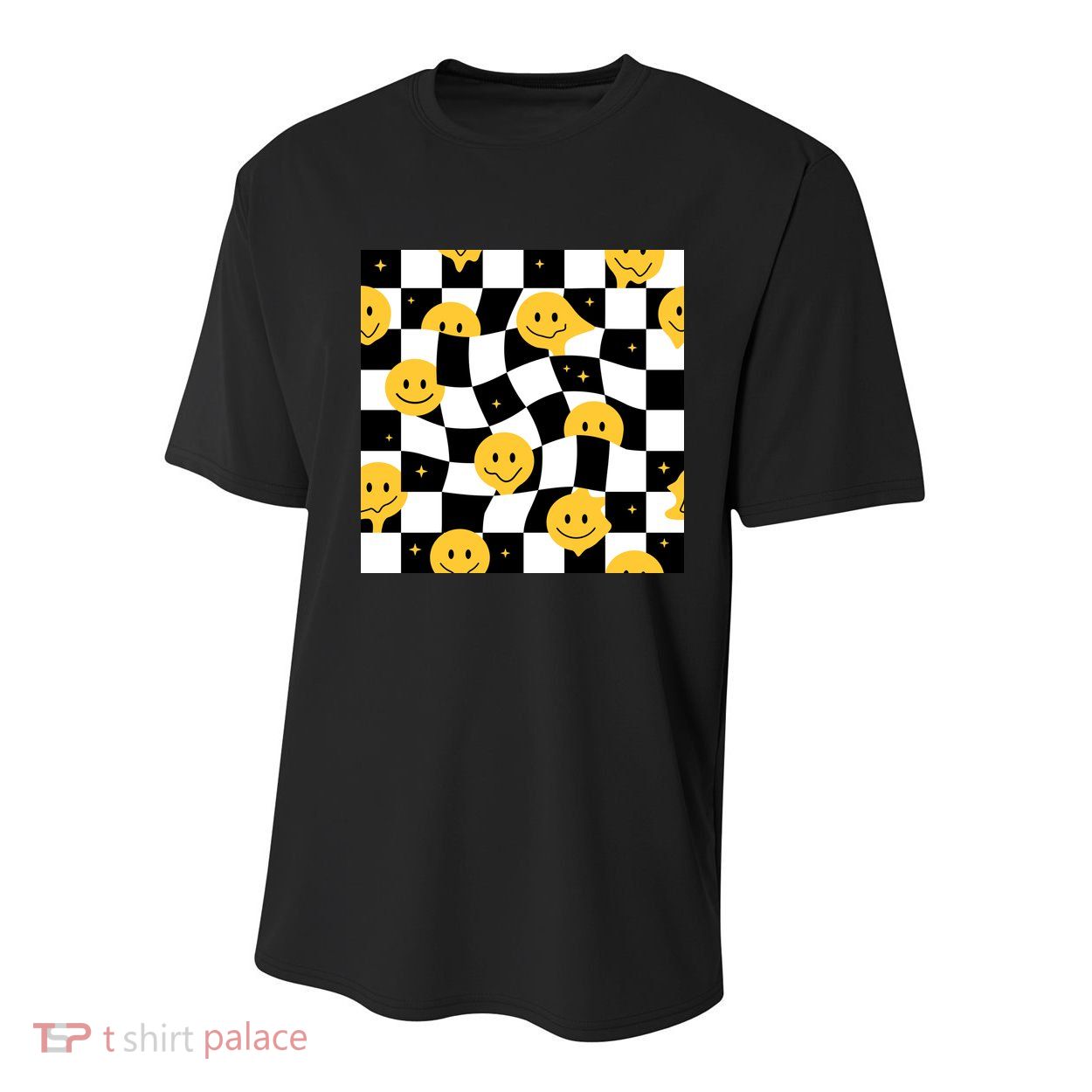 Crazy Melt Smile Faces Pattern Youth Performance Sprint T-Shirt